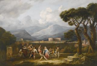 Thomas Barker Of Bath - Figures Dancing The Saltarello, With A Capriccio Of Rome