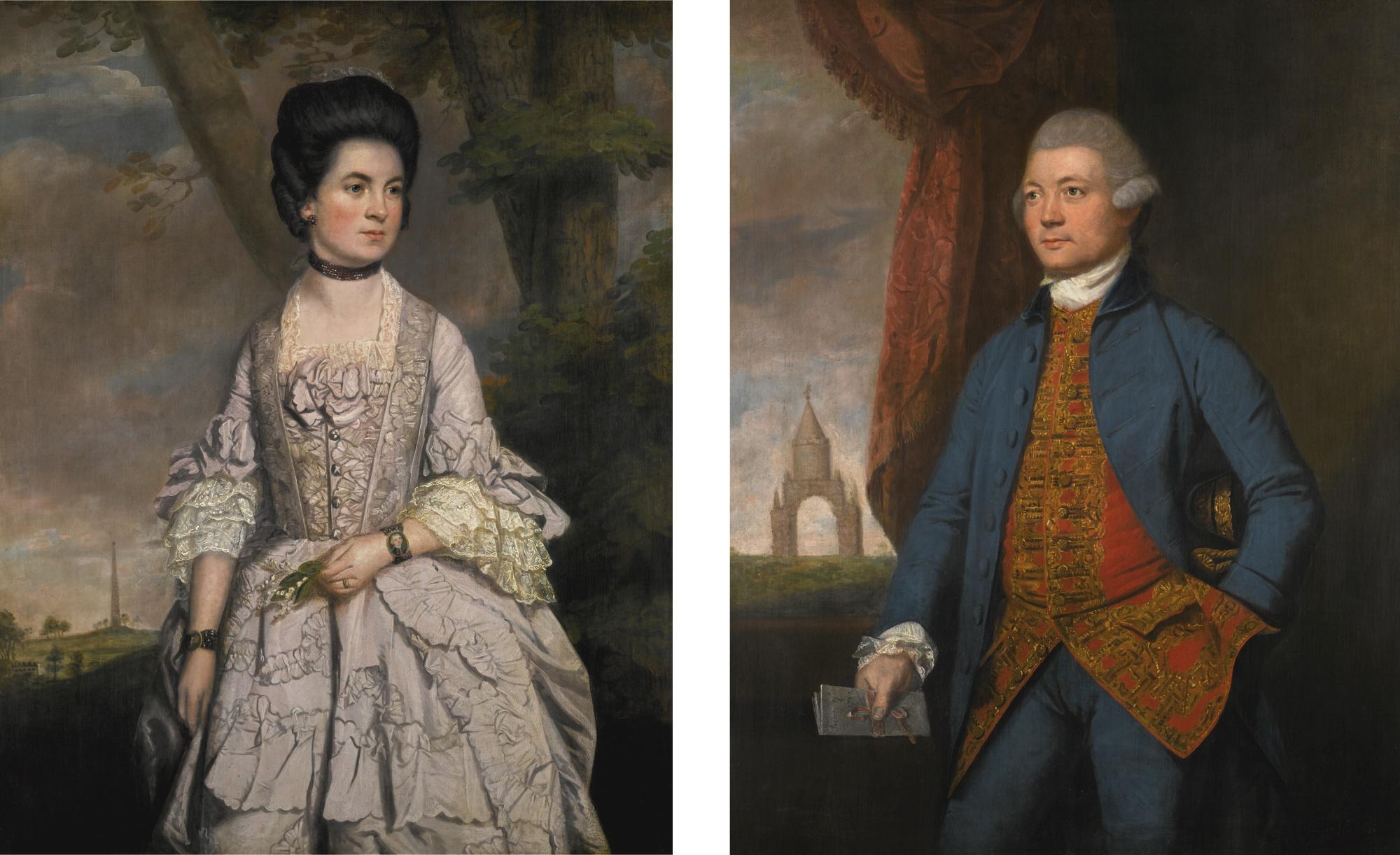 Thomas Beach, R.A. - Portrait Of John Newman (D. 1799), Of Barwick Park, Yeovil; And A Portrait Of His Wife, Grace Newman, Née Hoskins