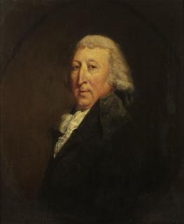 Thomas Beach - Portrait of a gentleman, traditionally identified as James Scott (1733-1814), bust-length, in a black coat, in a feigned oval