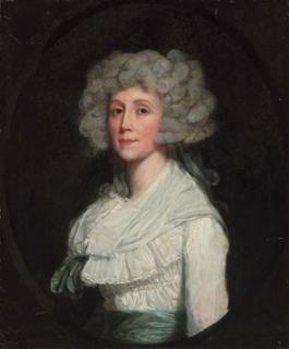 Thomas Beach - Portrait of a lady, half-length, in a white dress and green sash, feigned oval