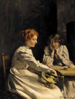 Thomas Benjamin Kennington, R.B.A., N.E.A.C. - At the kitchen table
