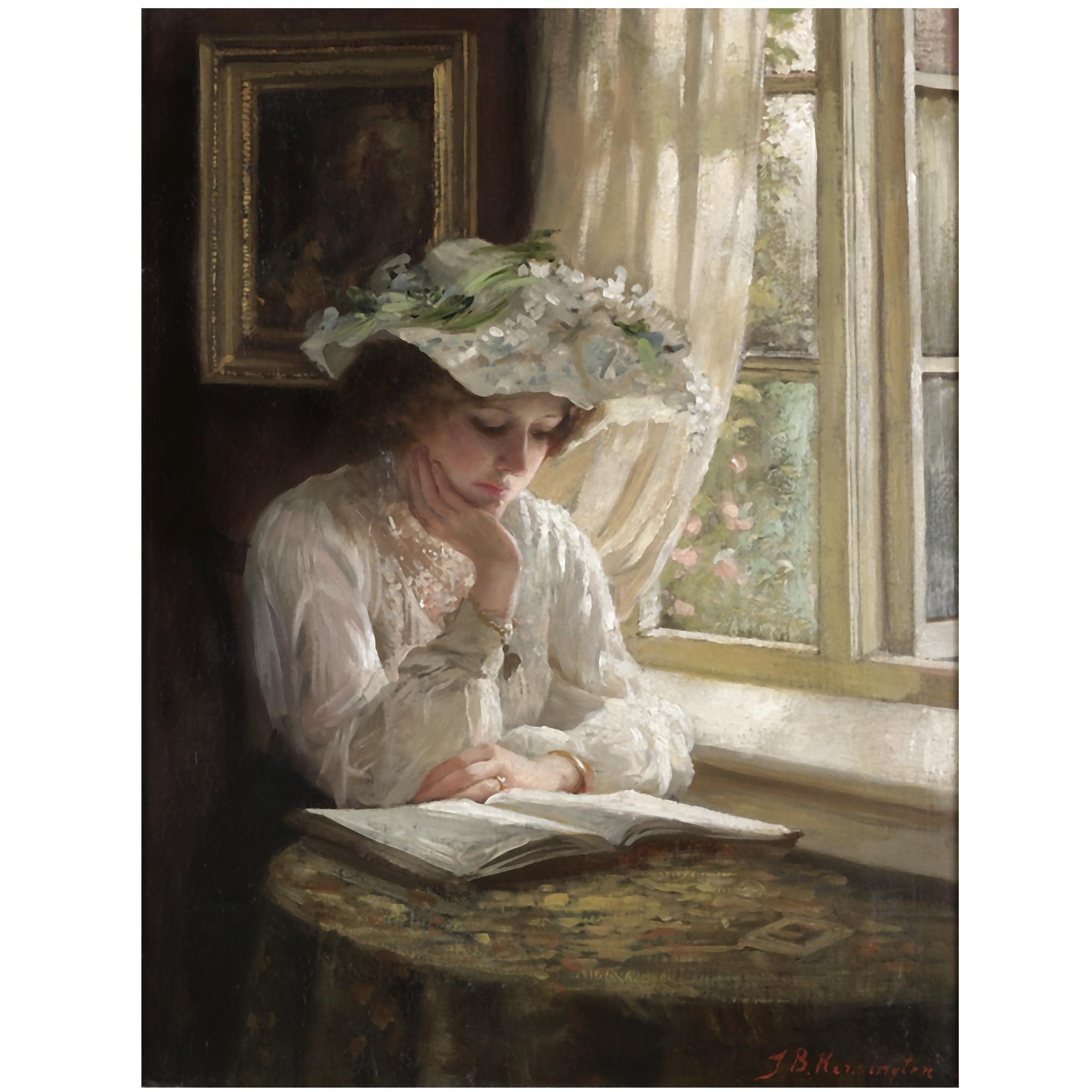 Thomas Benjamin Kennington - Lady Reading By A Window
