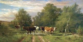 Thomas Bigelow Craig - Cattle on a country road
