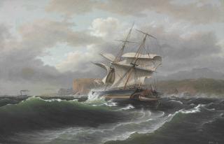 Thomas Birch - American Merchant Ship in Distress