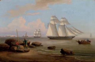 Thomas Birch - An American brig outward bound from a Mediterranean port