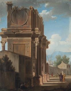 Thomas Blanchet - Classical Figures Conversing And Playing Music Beneath A Triumphal Arch