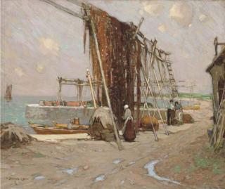 Thomas Bonar Lyon - A harbour scene