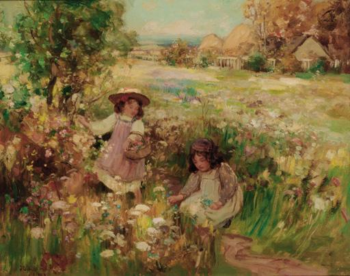 Thomas Bromley Blacklock - Picking summer flowers