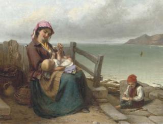 Thomas Brooks - Mother and Child by the Seaside