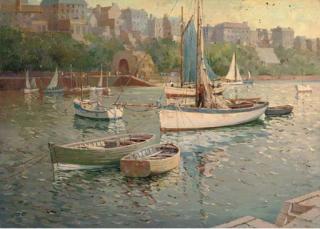 Thomas Brown Clark - Fishing Boats In Harbour