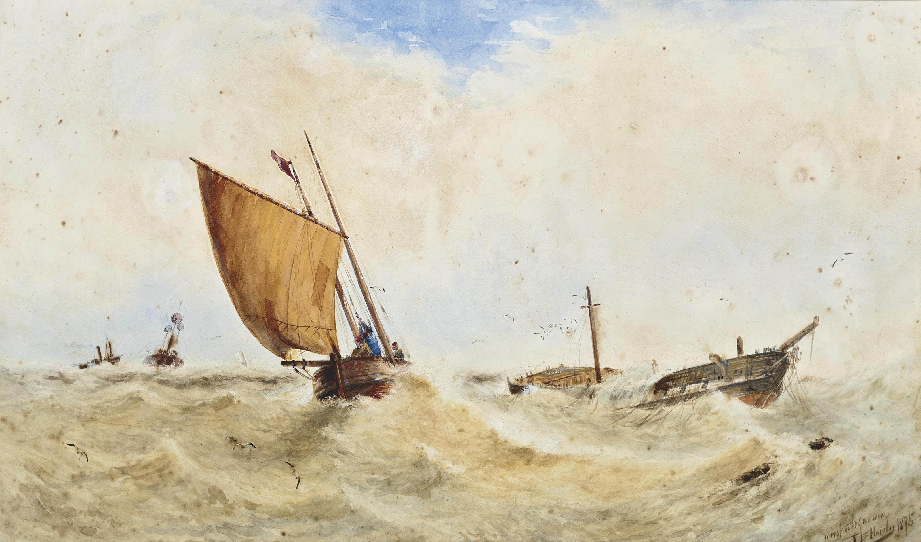 Thomas Bush Hardy, R.B.A. - A wreck on the Goodwins