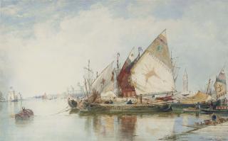 Thomas Bush Hardy, R.B.A. - Bragozzi off the Giardini Pubblici, Venice