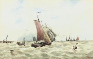 Thomas Bush Hardy, R.B.A. - Congested waters at the harbour mouth