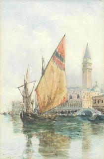 Thomas Bush Hardy - \'Doges Palace, Venice\'; \'Dogana Della Salute Venice\', a pair