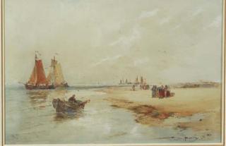 Thomas Bush Hardy - Katwijk Sands: fisherfolk on the beach at Katwijk