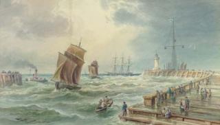 Thomas Bush Hardy - Shipping of a harbor mouth, Calais