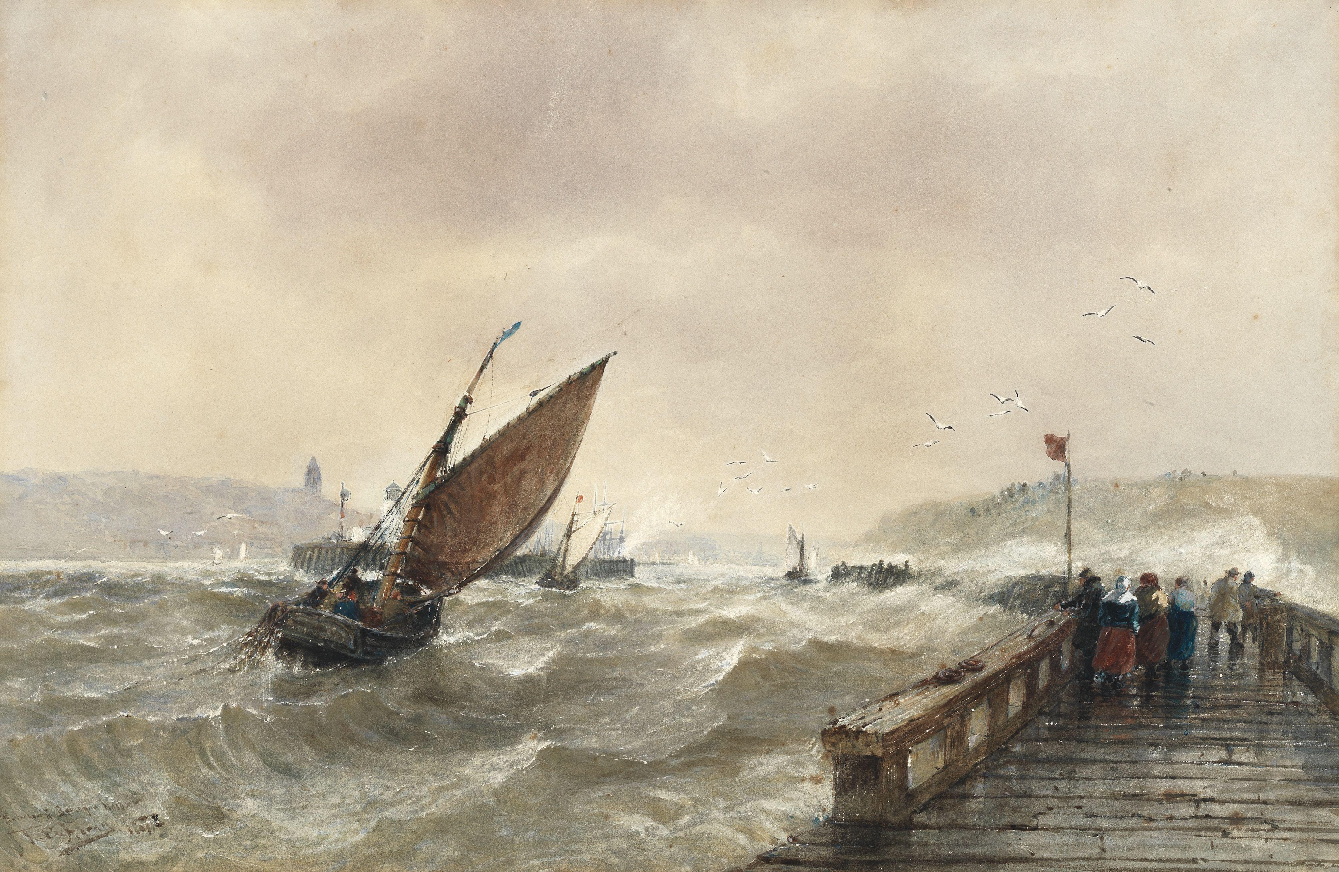 Thomas Bush Hardy - The entrance to Boulogne Harbour