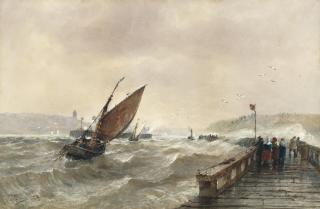 Thomas Bush Hardy - The entrance to Boulogne Harbour