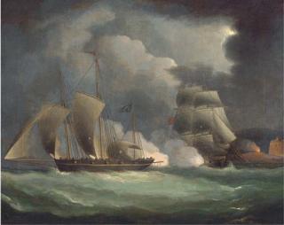 Thomas Buttersworth, Sen. - A British Man-O\'War Engaging A Pirate Lugger Off The Coast