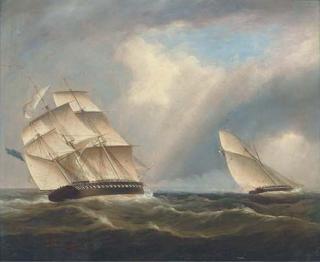 Thomas Buttersworth, Sen. - A Frigate Of The Royal Navy Pursuing A French Naval Sloop