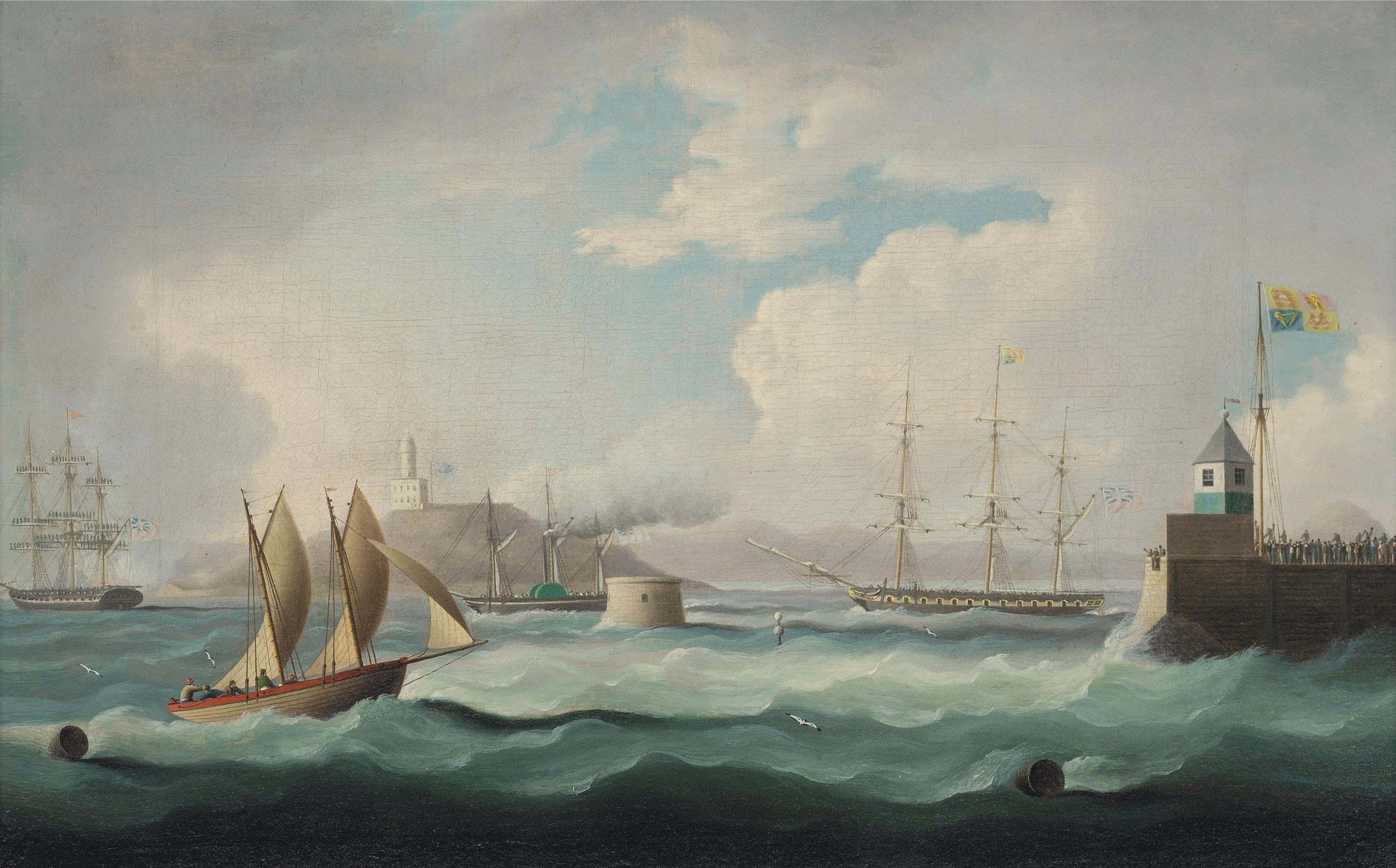 Thomas Buttersworth, Sen. - The Arrival Of H.M. King George Iv In The Firth Of Forth, On 14Th August 1822, Aboard H.M.Y. Royal George, Accompanied By The Royal Flotilla, For The First Visit Of A Reigning Monarch To Scotland Since 1650