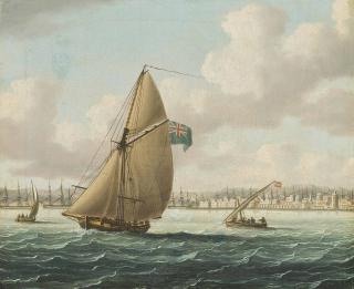 Thomas Buttersworth, Sen. - The Blockade Of Cadiz, 1797: The Spanish Fleet Lying In The Port Of Cadiz With A Royal Navy Cutter Patrolling The Harbour