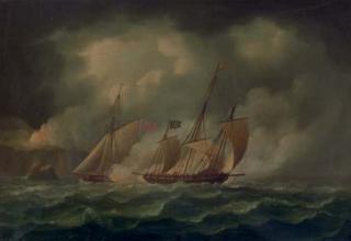 Thomas Buttersworth - A revenue cutter chasing a pirate lugger