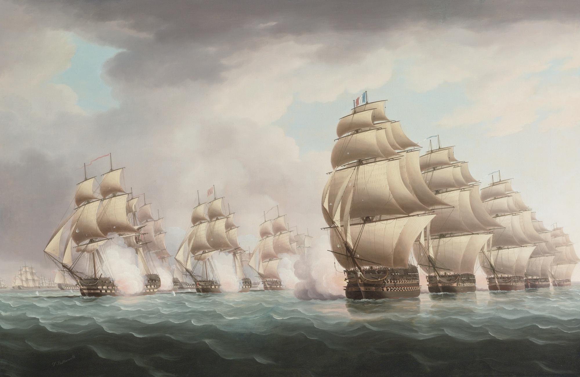 Thomas Buttersworth - British commodore Dance Discovering The French  Fleet Under Rear-Admiral Comte De Linois