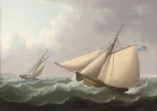 Thomas Buttersworth - Cutters in pursuit in a stiff breeze offshore