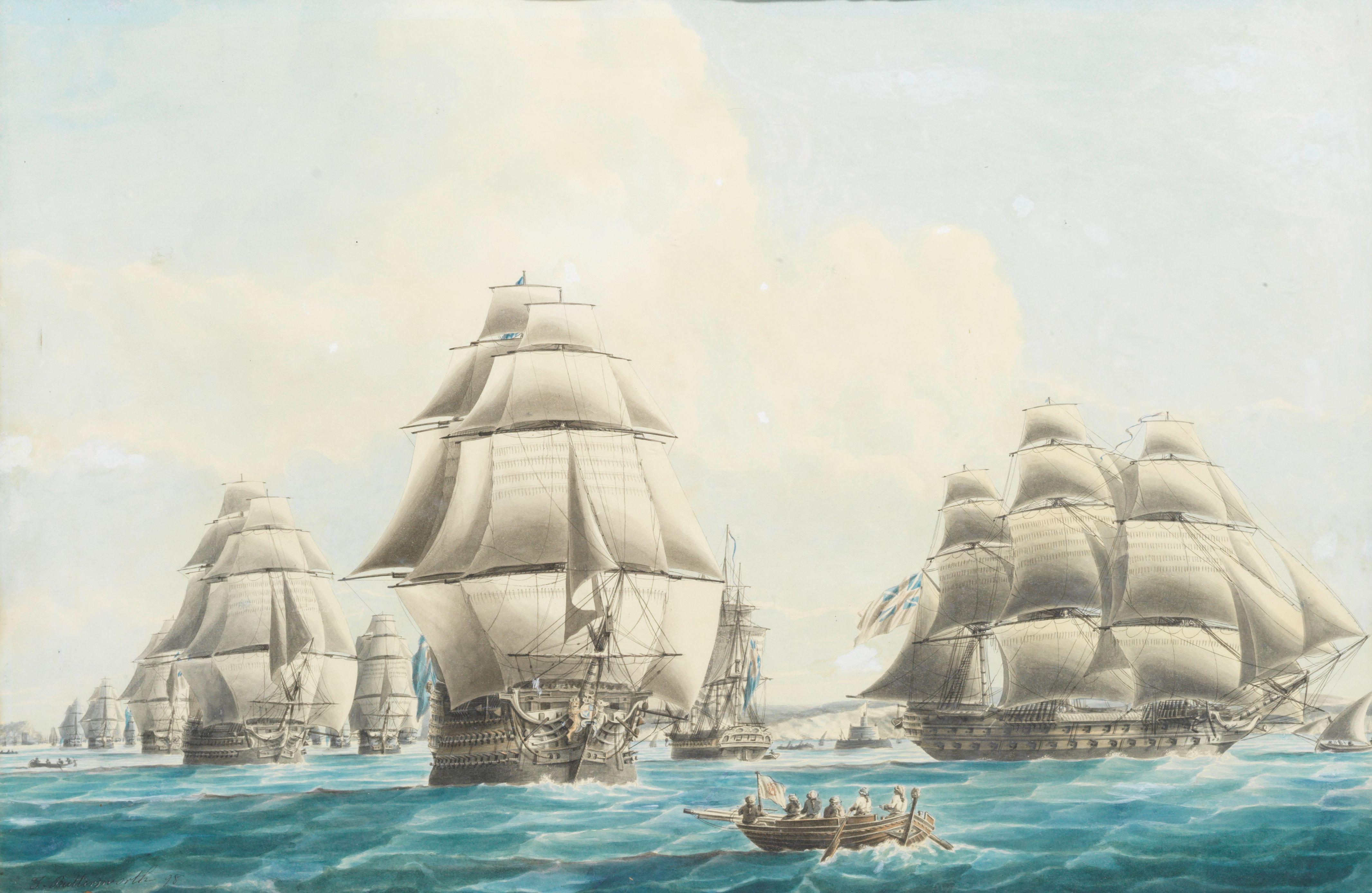 Thomas Buttersworth - Departure of a Detachment of the British Fleet from the Tagus in pursuit of the Spanish Fleet on the 8th of February 1798