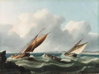Thomas Buttersworth - Dutch fishing boats off the coast