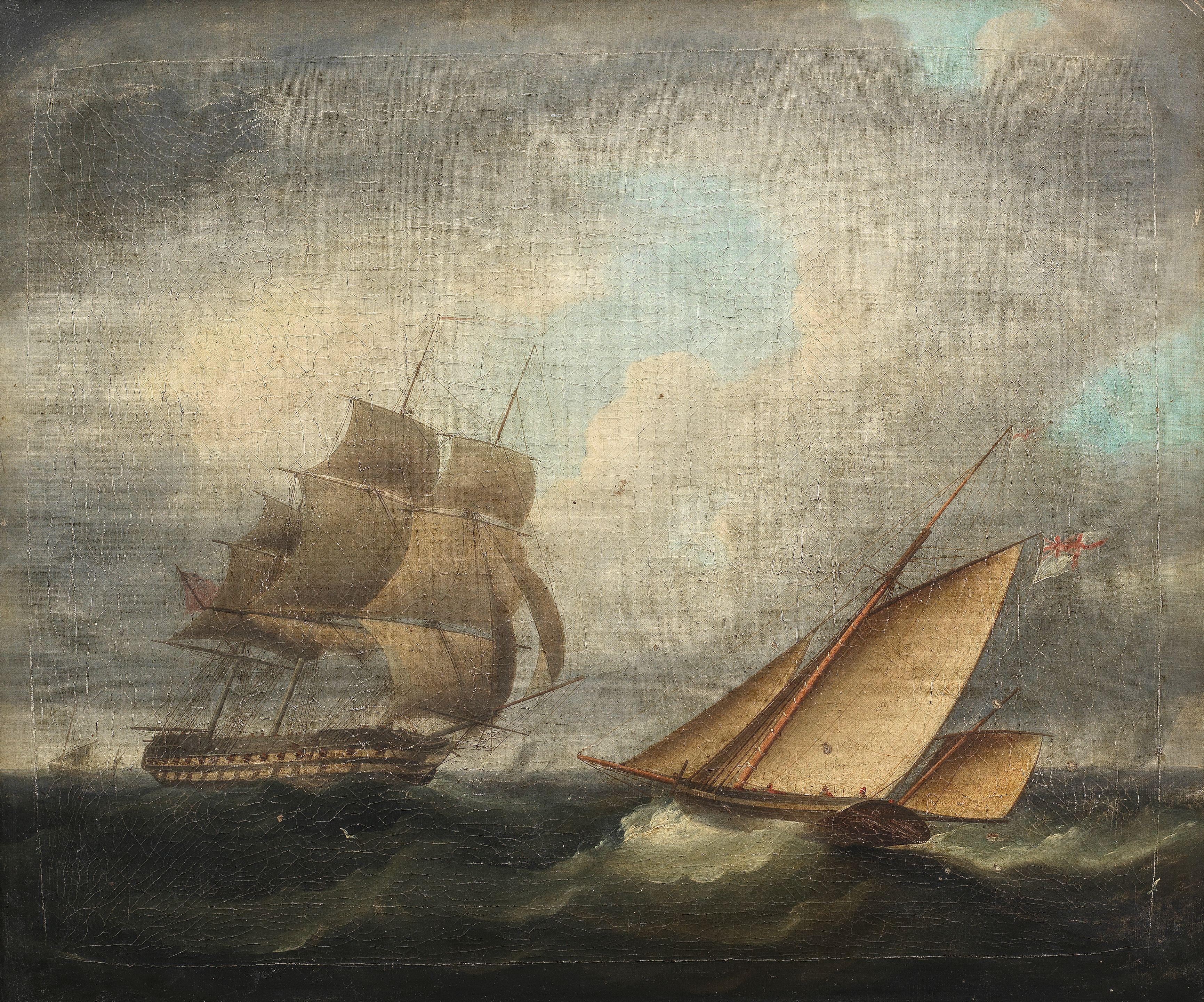 Thomas Buttersworth - Shipping in a light breeze