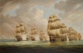 Thomas Buttersworth - The Action Of Commodore Dance And The Comte De Linois Off The Straits Of Malacca, 15 February 1804
