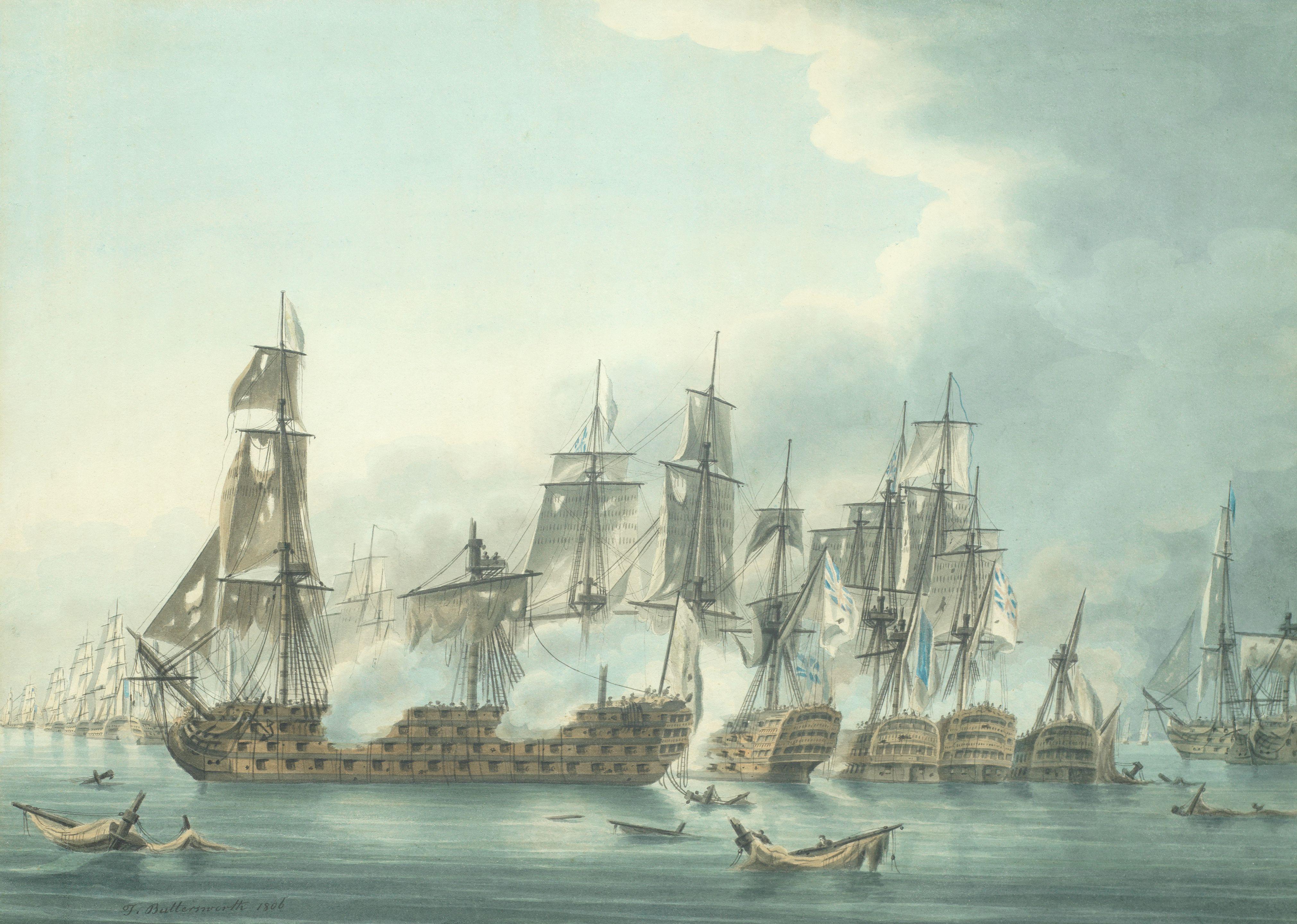 Thomas Buttersworth - The Battle of Trafalgar: late in the action