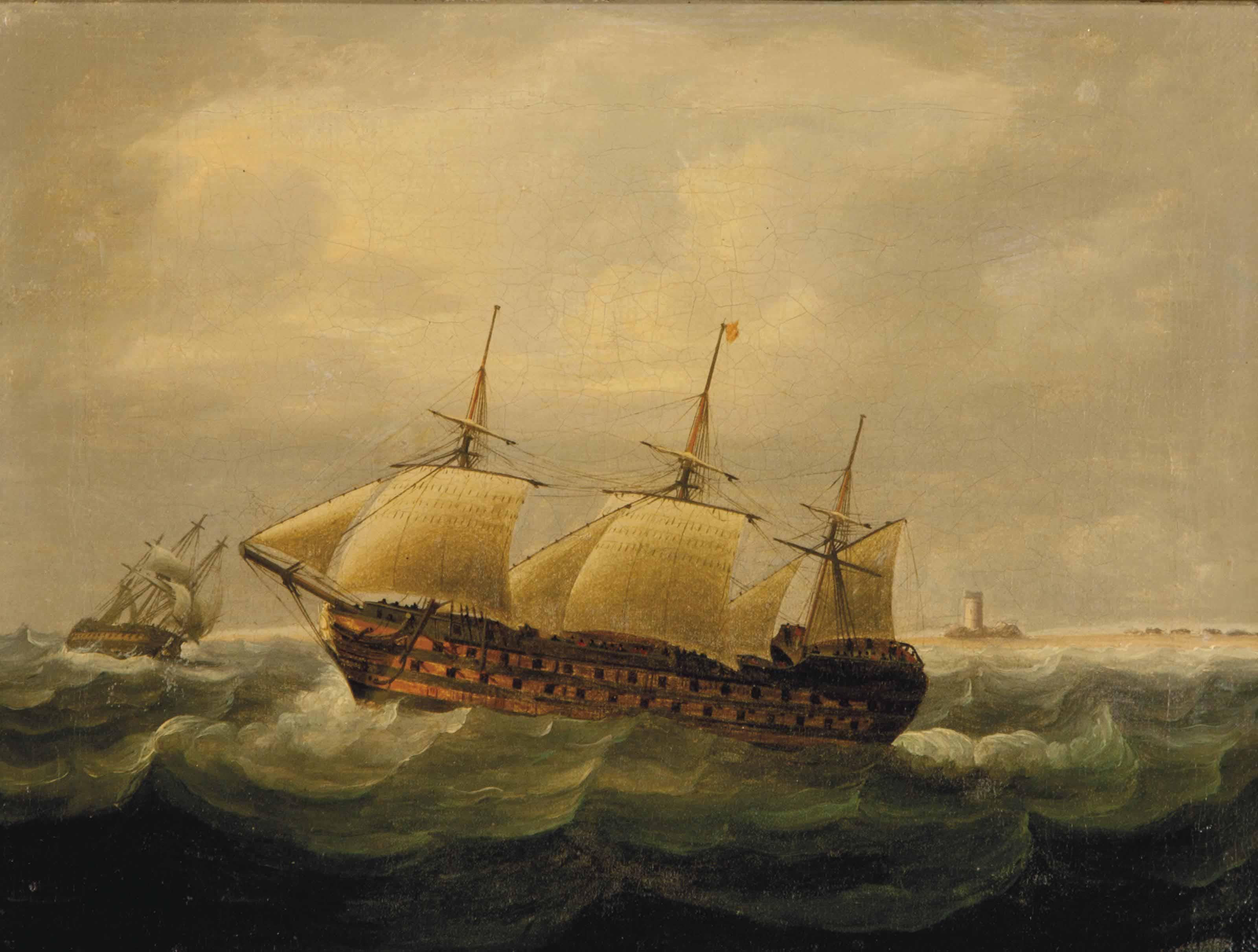 Thomas Buttersworth - The wreck of the HMS St. George, Norway, 1811