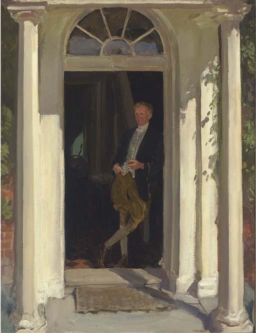 Thomas Cantrell Dugdale - A gentleman with his pipe standing in a doorway