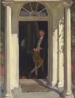 Thomas Cantrell Dugdale - A gentleman with his pipe standing in a doorway
