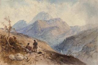 Thomas Charles Leeson Rowbotham, N.W.S. - Ghillies on the hill