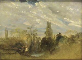 Thomas Churchyard - A cottage in a wooded river landscape