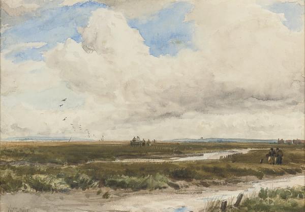 Thomas Collier, R.I. - Figures With A Cart In A Landscape