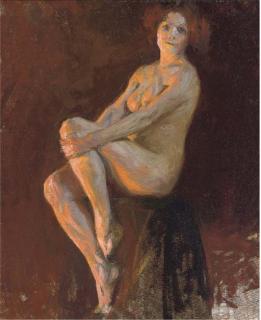 Thomas Cooper Gotch, R.B.A., R.I. - Seated female nude