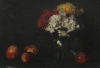 Thomas Corson Morton - Still life with flowers apples