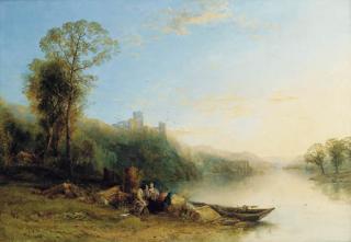 Thomas Creswick R.A. - A Young Couple In A Claudian Landscape