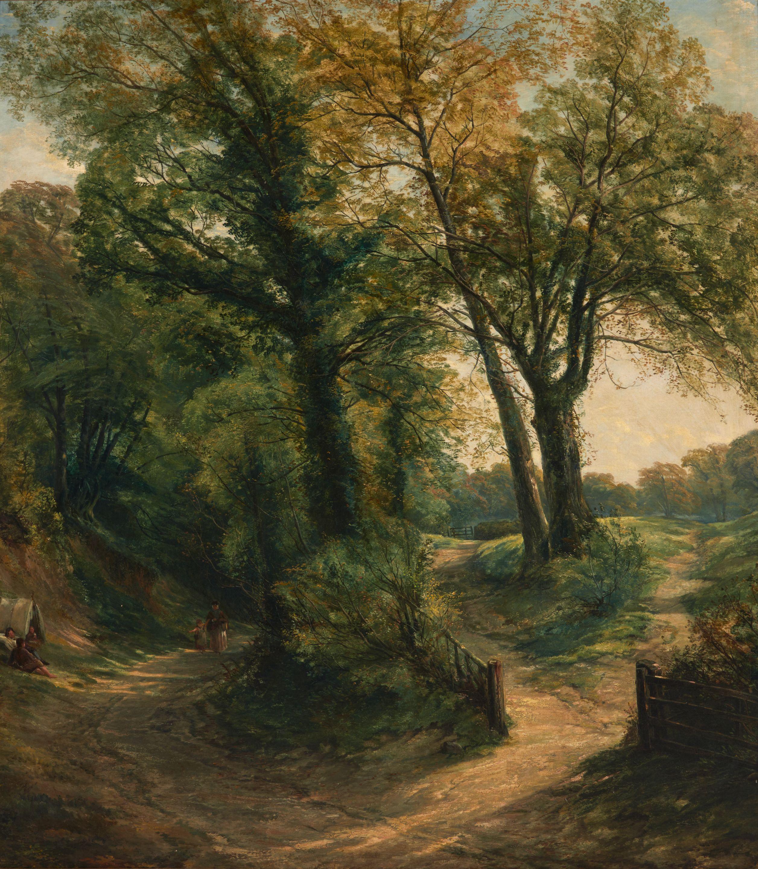 Thomas Creswick, RA - The Green Lane, Ilford, Essex (Gypsy Encampment)