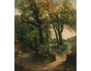 Thomas Creswick, RA - The Green Lane, Ilford, Essex (Gypsy Encampment)