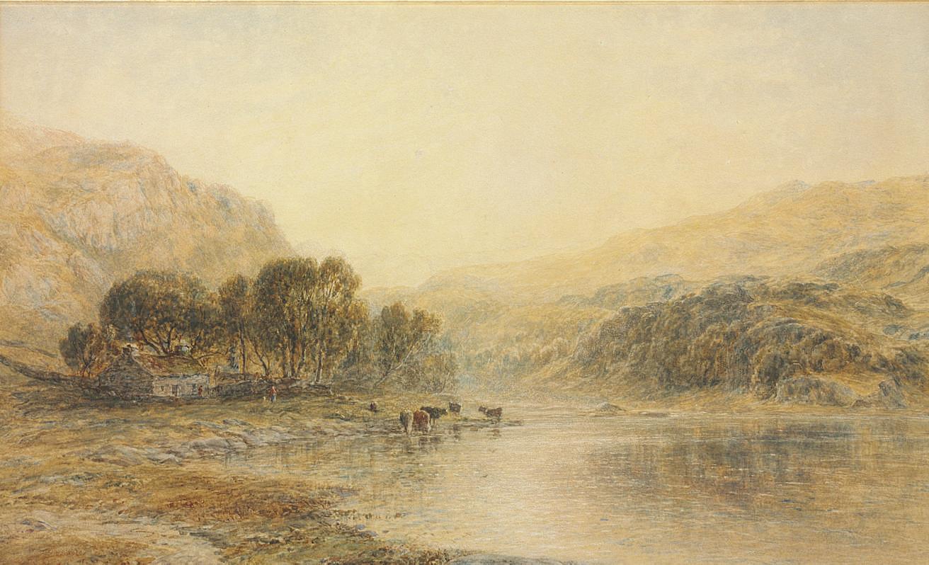 Thomas Danby, R.H.A., R.W.S. - Cattle watering at a river