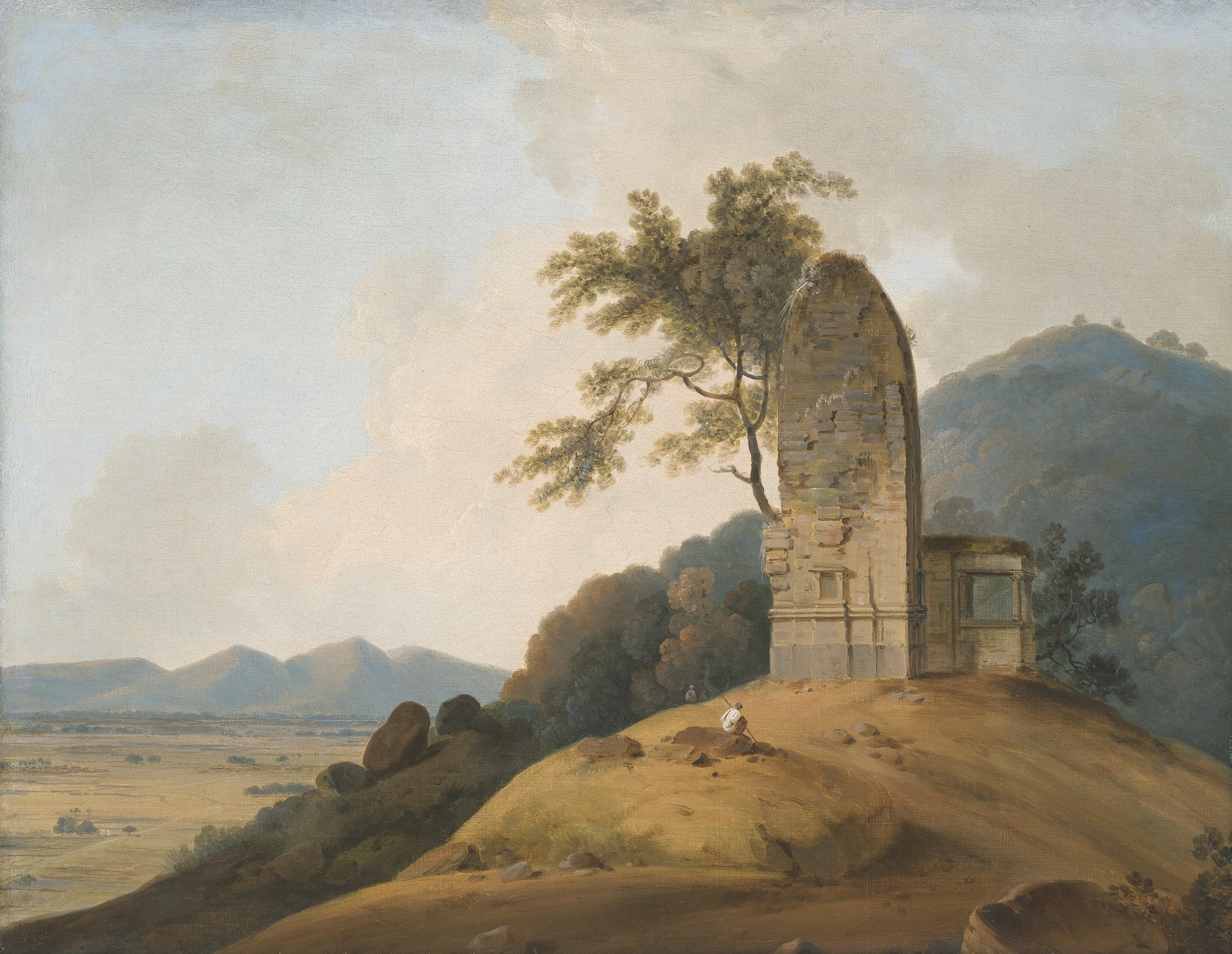 Thomas Daniell, R.A. - A Ruined Hindu Temple On A Rocky Outcrop Overlooking A Valley, India