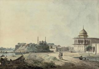 Thomas Daniell, R.A. - A view of Lucknow including part of the Palace of Nawab Asaf-ud-daulah, taken from the southen bank of the River Gumti