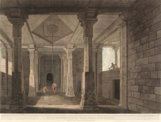 Thomas Daniell, RA - \'Part Of The Interior Of An Hindoo Temple, At Deo, In Bahar\' Hand-Coloured Aquatint