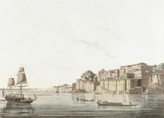 Thomas Daniell, RA - \'Ramnugur, Near Benares, On The River Ganges\' Hand-Coloured Aquatint